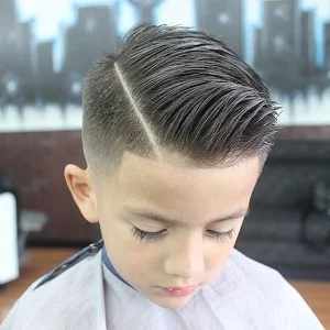 Young boy with a freshly cut short hairstyle